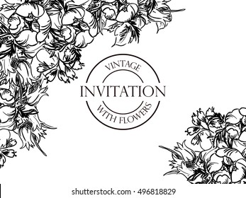 Invitation with floral background