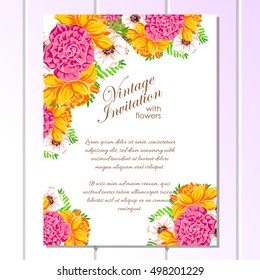 Invitation with floral background
