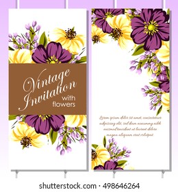 Invitation with floral background