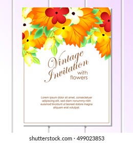 Invitation with floral background