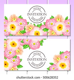 Invitation with floral background