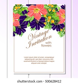 Invitation with floral background