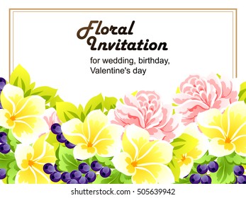 Invitation with floral background