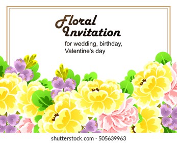 Invitation with floral background