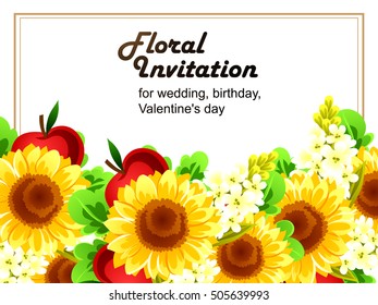 Invitation with floral background