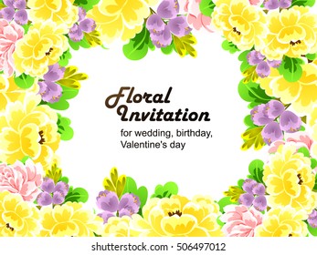 Invitation with floral background
