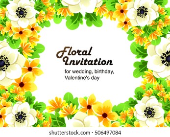 Invitation with floral background