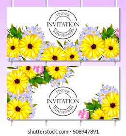 Invitation with floral background