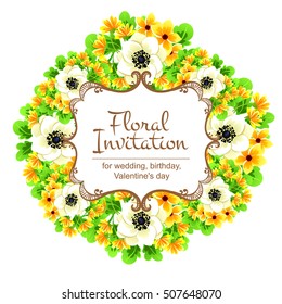 Invitation with floral background