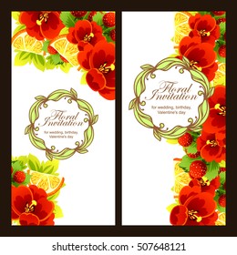 Invitation with floral background