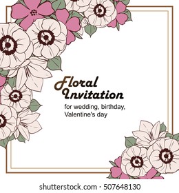 Invitation with floral background