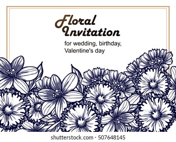 Invitation with floral background