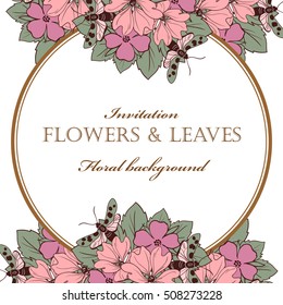 Invitation with floral background