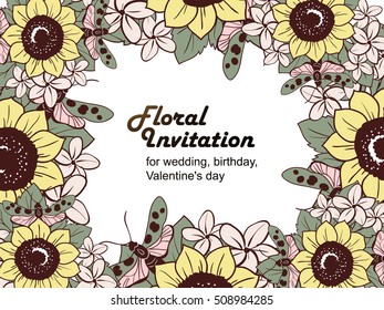 Invitation with floral background