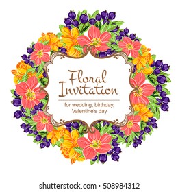 Invitation with floral background
