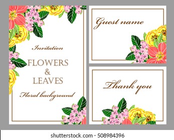 Invitation with floral background