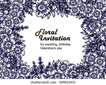 Invitation with floral background