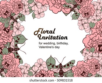 Invitation with floral background
