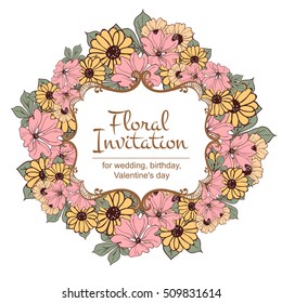 Invitation with floral background