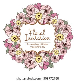 Invitation with floral background
