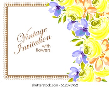 Invitation with floral background