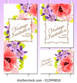 Invitation with floral background