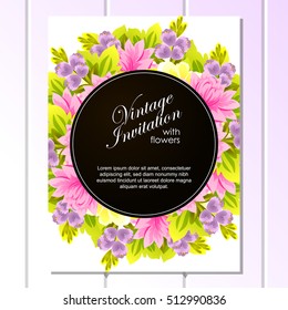 Invitation with floral background