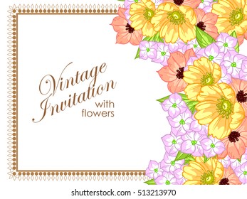 Invitation with floral background