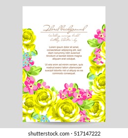 Invitation with floral background