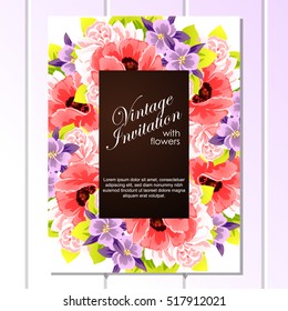 Invitation with floral background
