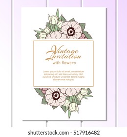 Invitation with floral background