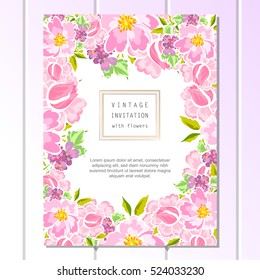 Invitation with floral background