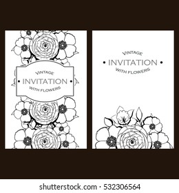 Invitation with floral background