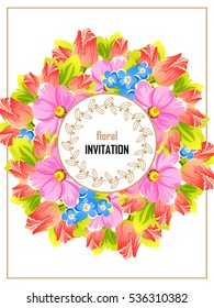 Invitation with floral background