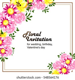 Invitation with floral background