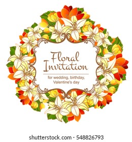 Invitation with floral background