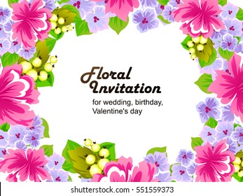 Invitation with floral background