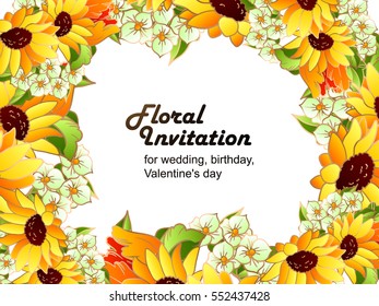 Invitation with floral background