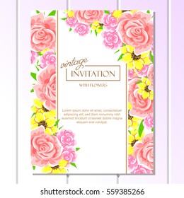 Invitation with floral background