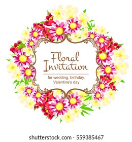 Invitation with floral background
