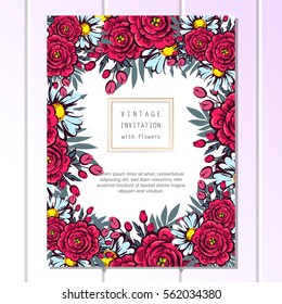 Invitation with floral background