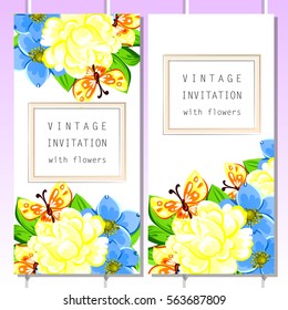 Invitation with floral background