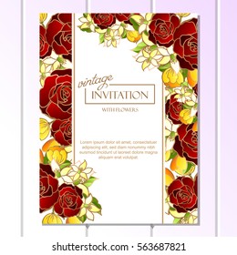 Invitation with floral background