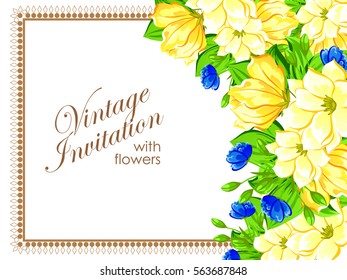 Invitation with floral background