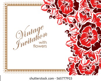 Invitation with floral background