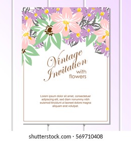 Invitation with floral background