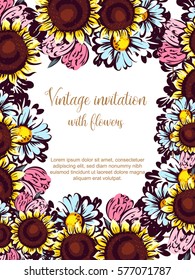 Invitation with floral background