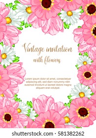 Invitation with floral background