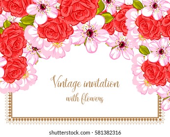 Invitation with floral background