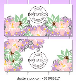 Invitation with floral background